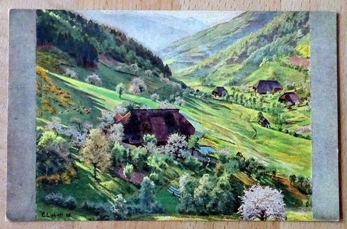 Liebich, Curt  Ansichtskarte AK Künstlerkarte. Curt Liebich. Frühling in den Schwarzwaldbergen im Kirnbachtal 