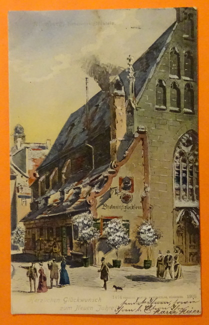   Ansichtskarte AK Nürnberg. Bratwurstglöcklein (Herzlichen Glückwunsch zum Neuen Jahre. Künstlerkarte) 