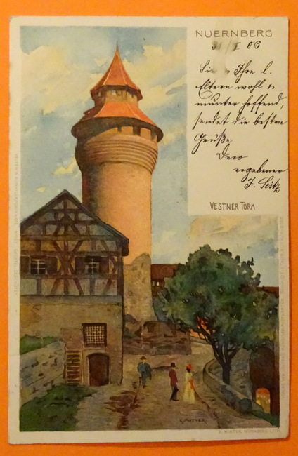   Ansichtskarte AK Nürnberg. Vestner Turm (Künstler-Karte v. Karl Mutter) 