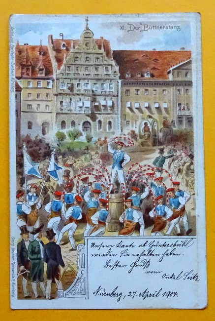  Ansichtskarte AK Nürnberg. Der Büttnerstanz (Farblitho) 
