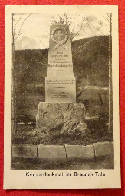   Ansichtskarte AK Kriegerdenkmal im Breusch-Tale (Feldpostkarte) 