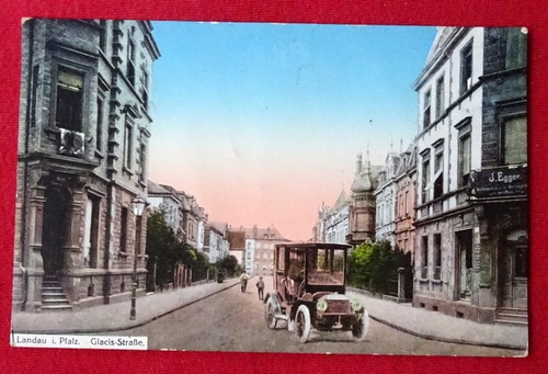   Ansichtskarte AK Landau. Glacis-Straße (mit Oldtimer. Feldpostkarte) 