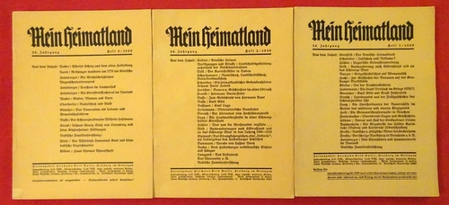Busse, H.E. (Hg.)  Mein Heimatland, Heft 1+2+3, 1939 (Badische Blätter für Volkskunde, Heimat- und Naturschutz, Denkmalpflege, Familienforschung und Kunst) 