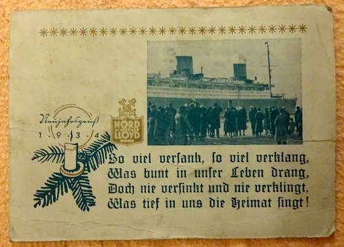 Norddeutscher Lloyd  Neujahrskarte des Verkehrsverein Karlsruhe e.V. Vertreter des Norddeutschen Lloyd Bremen 