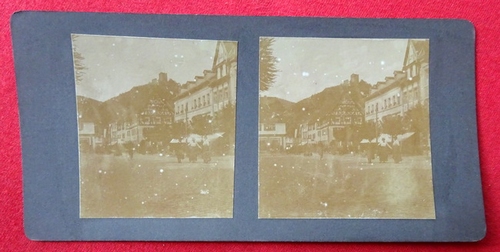   Original Stereoskopie-Fotografie (Stereobild. Stereophotographie). Waldkirch 1910. Ortsansicht 
