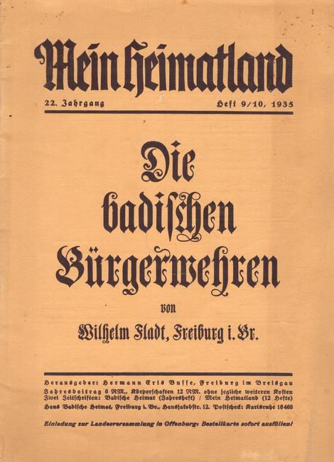 Busse, Hermann Eris (Hg.)  Mein Heimatland, Heft 9/10 - 1935 (Badische Blätter für Volkskunde, Heimat- und Naturschutz, Denkmalpflege, Familienforschung und Kunst) 