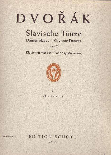 Dvorak, Antonin (Anton)  Slavische Tänze für Klavier vierhändig (Rev. Kurt Herrmann) Opus 72 Vol. I+II) 