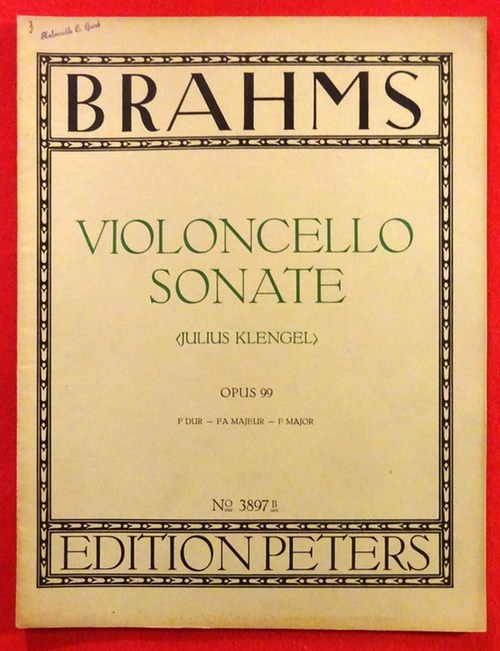 Brahms, Johannes  Sonate für Klavier und Violoncello Opus 99 F Dur (Herausgegeben von Julius Klengel) 