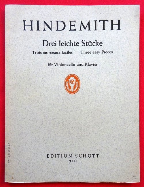 Hindemith, Paul  Drei leichte Stücke für Violoncello und Klavier (Violoncello in der 1. Lage) 