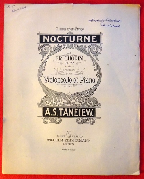 Chopin, Frederic  Nocturne Op. 72 transcrit pour Violoncelle et Piano par A.S. Taneiew 