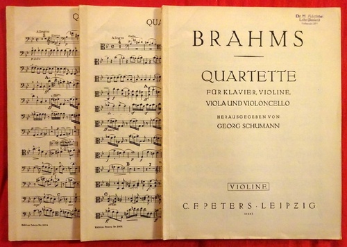 Brahms, Johannes  Quartette für Klavier, Violine, Viola und Violoncello (Hg. v. Georg Schumann) 