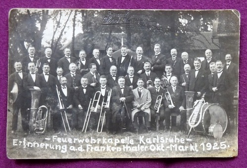   Orig. Fotografie "Feuerwehrkapelle Karlsruhe - Erinnerung an den Frankenthaler Oktober-Markt 1925" 