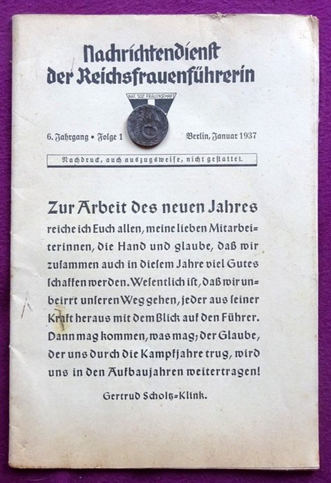 Kirmsse, Erica  Nachrichtendienst der Reichsfrauenführeri 6. Jahrgang Folge 1. Januar 1937 