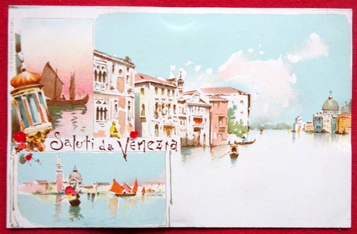   Ansichtskarte AK Saluti da Venezia (Venedig). Farblitho. Canale Grande 