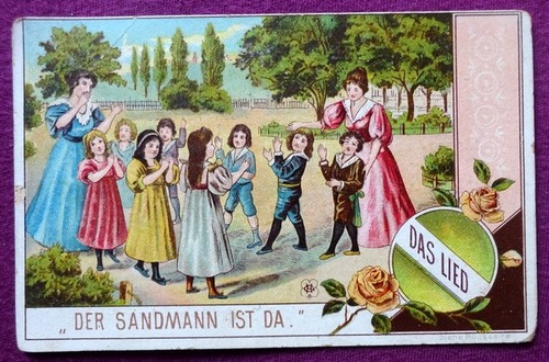   Reklamebild / Kaufmannsbild / Sammelbild Schleithner's Beatrice-Liquor (Serie Lied: "Der Sandmann ist da") 
