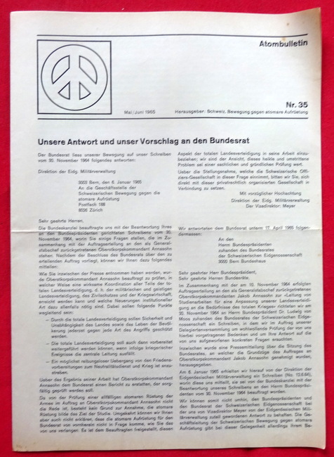 Buchbinder, Heinrich und Willi Kobe  Atombulletin Nr. 35 Mai / Juni 1965 