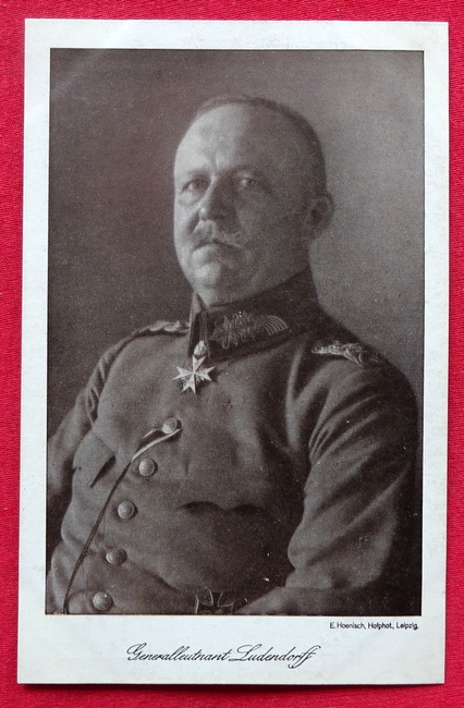 Ludendorff  Ansichtskarte. Generalleutnant Ludendorff (Wohlfahrts-Postkarte Zentraldepot für Liebesgaben des stellvertretenden Militär-Inspekteurs der freiwilligen Krankenpflege) 