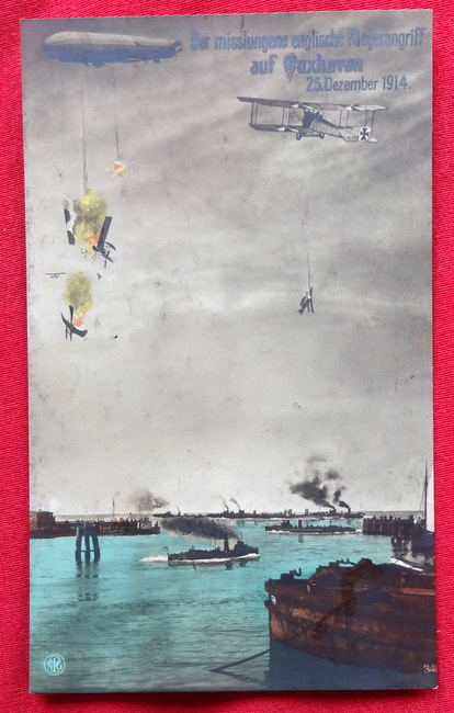   Ansichtskarte. AK Der misslungene englische Fliegerangriff auf Cuxhaven 25. Dezember 1914 