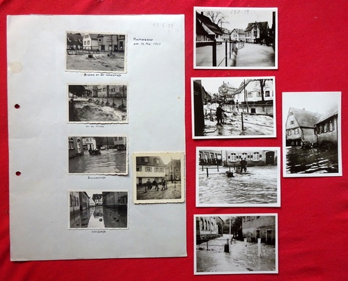   10 s/w Original-Fotos vom Hochwasser 1939 in Niefern (5 St. im kl. Format ca. 7x4,5cm (Originale); die anderen 5 St. im Format ca. 10,5x7,5cm (diese wohl Neuabzüge aus den 1950/60er Jahren) 