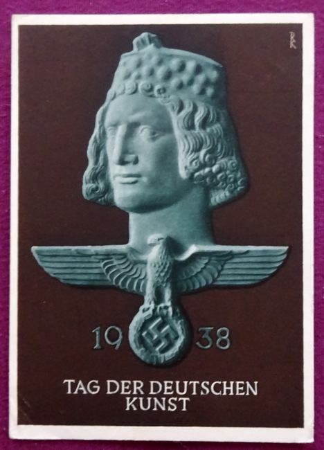   Ansichtskarte AK Tag der Deutschen Kunst 1938, Büste, Reichsadler (umseitig mit Stempel zum selbigen) 