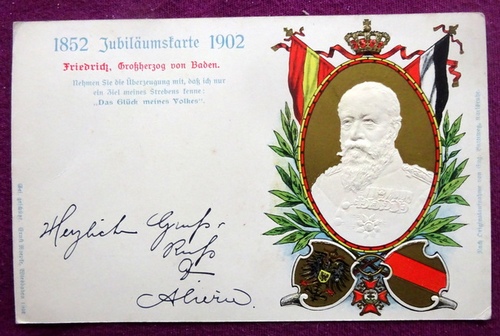 Großherzog Friedrich  Ansichtskarte AK Jubiläumskarte 1852-1902 Friedrich, Großherzog von Baden (Prägekarte) 