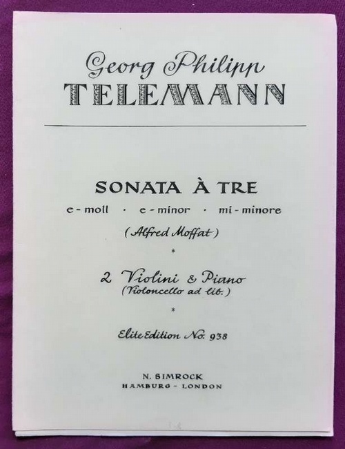 Telemann, Georg Philipp  Sonata a tre (3) (e-moll) für zwei Violinen und Piano mit Violoncello ad libitum nach der Originalausgabe für zwei Violinen mit beziffertem Baß (Partitur und Stimmen) 