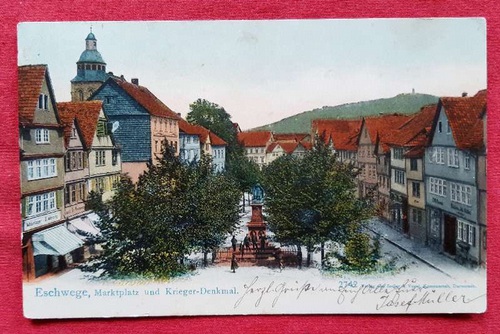   Ansichtskarte AK Eschwege. Marktplatz und Krieger-Denkmal 