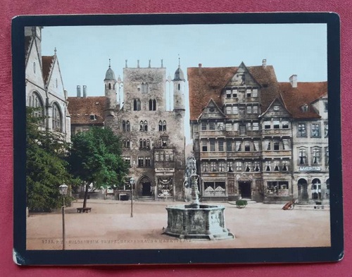   Originalfotografie (Photochromdruck) Hildesheim. Tempelherrenhaus und Marktplatz (Nummer 8733 P.Z.) 