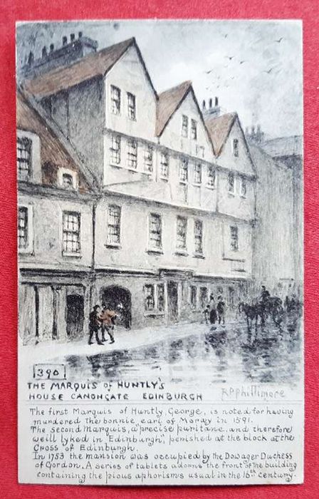   Ansichtskarte AK Edinburgh. The Marquis of Huntly's House Canoncate (Kunstpostkarte nach R.P. Phillimore mit Text) 