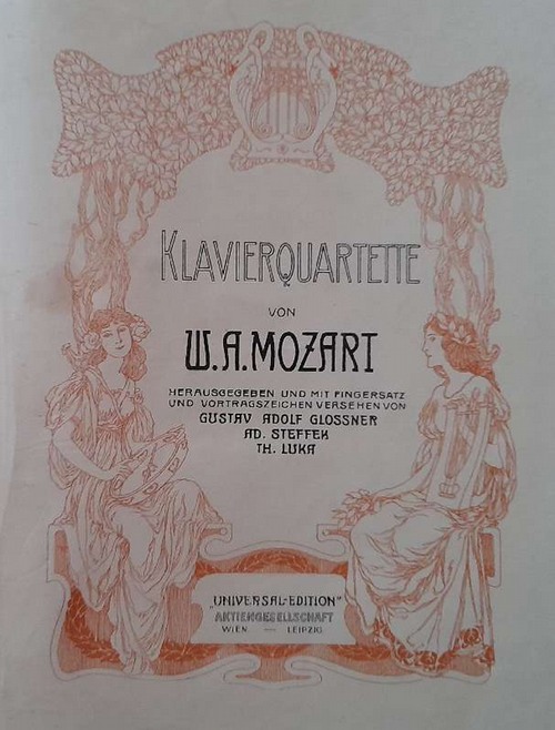 Mozart, Wolfgang Amadeus  Klavierquartette Quartett 3 (KV 452), 4 (KV 581), 5 (KV 593) (Hg. und mit Fingersatz und Vortragszeichen versehen von Gustav Adolf Glossner, Ad. Steffen, Th. Luka) 