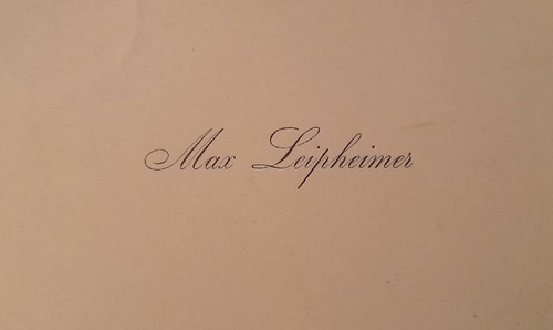 Leipheimer, Max  Visitenkarte des Max Leipheimer. (Karlsruhe) 