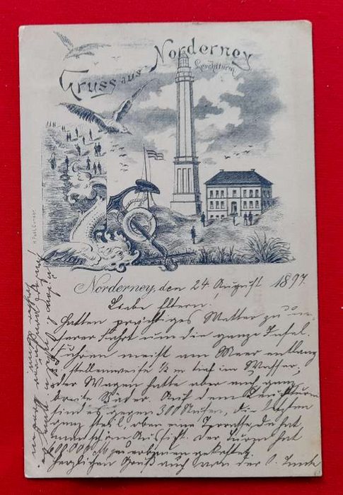   Ansichtskarte AK Gruss aus Norderney (Lithografie, Leuchtturm) 