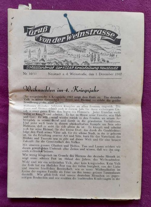 NSDAP Kreisleitung  Gruß von der Weinstrasse Nr. 10/11 v. 1. Dezember 1942 (Soldatenbrief der NSDAP Kreisleitung Neustadt) 