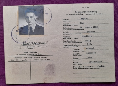 Wagner, Hans  Personen-Ausweis für Hans Wagner aus Kohlberg Kreis Nürtingen v. 11. Dezember 1945 
