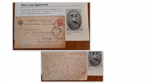 Spiessen, Max von  Postkarte eines Mag. ?? an Baron Max von Spiessen aus Mittau nach Münster 29. September 1894, hinten ganz beschrieben (erwähnt dort auch ein Herr Wagemann) 