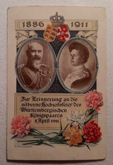   AK 1886-1911 Zur Erinnerung an die silberne Hochzeitsfeier des Württembergischen Königspaares 8. April 1911 