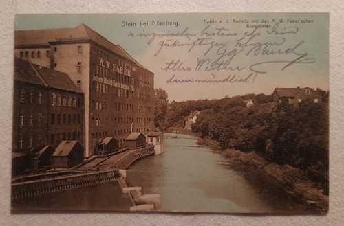   AK Stein bei Nürnberg (Partie a.d. Rednitz mit den A.W. Faber'schen Bleimühlen) 