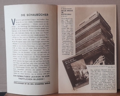 Orell Füssli  Verlagswerbung / Broschüre des Orell Füssli Verlag, Zürich-Leipzig "Schaubücher Prospekt der 1. und 2. Reihe" 