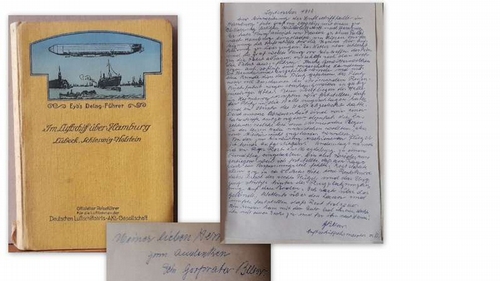 Grüttel, Else  Im Luftschiff über Hamburg, Lübeck, Schleswig-Holstein (Exemplar aus dem Besitz des Zeppelin Montage- und Fahrmeisters Gustav Belser) 