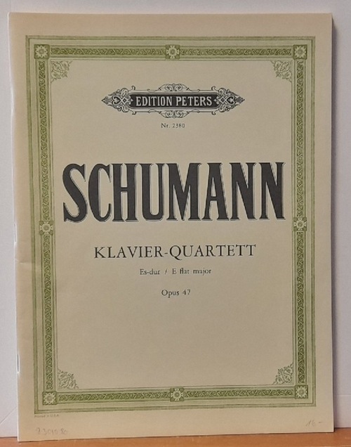 Schumann, Robert  Klavier-Quartett für Klavier, Violine, Viola und Vilolcello. Es-Dur Opus 47 (Hg. Alfred Doerffel) 