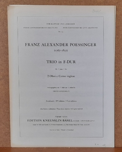Poessinger, Franz Alexander (1767-1827)  Trio in F-Dur für / pour / for 2 Oboi e Corno inglese (Hg. Fritz Kneusslin) 