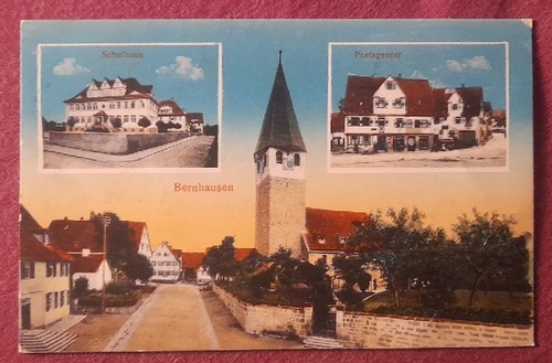   Ansichtskarte AK Bernhausen (Anm. Stadtteil v. Filderstadt) (Schulhaus, Postagentur etc.) 