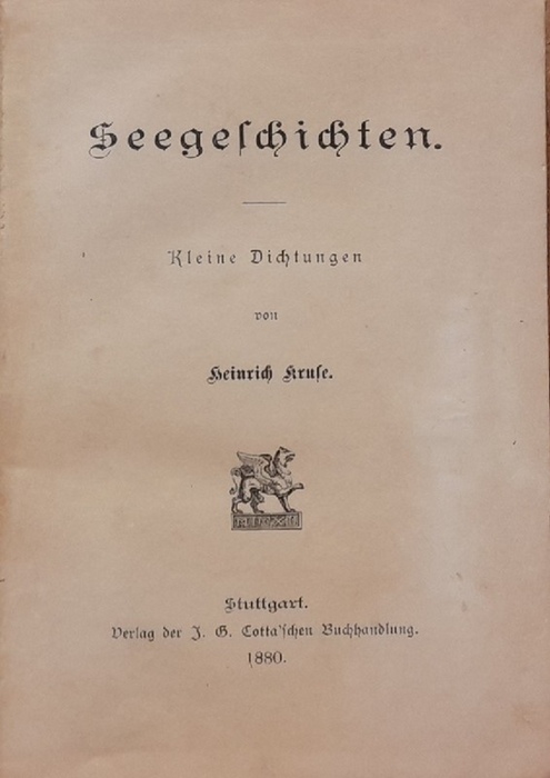 Kruse, Heinrich  Seegeschichten (Kleine Dichtungen) 