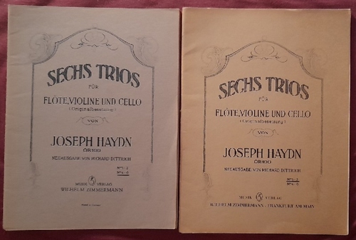Haydn, Joseph  Sechs Trios für Flöte, Violine und Cello (Originalbesetzung) Op. 100 No. 1-3 und 4-6 (Neuausgabe v. Richard Dittrich) 