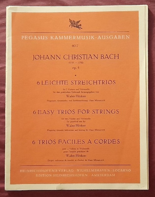 Bach, Johann Christian  6 leichte Streichtrios für 2 Violinen und Violoncello Op. 4 (Hg. Walter Höckner) 