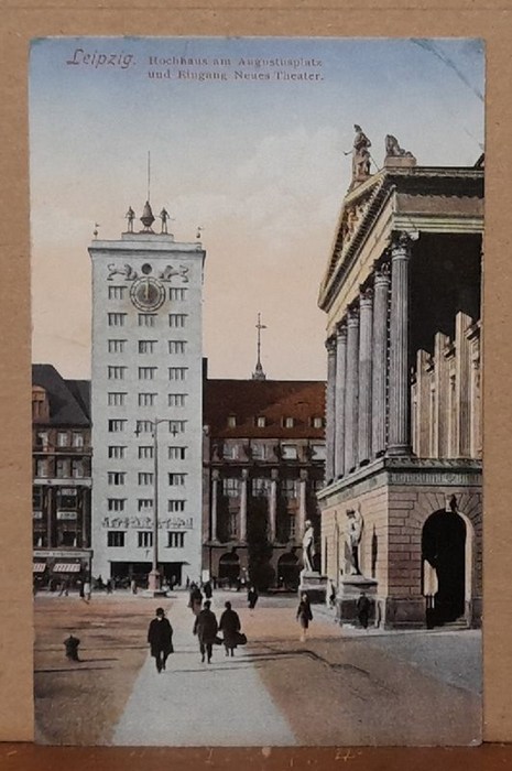   Ansichtskarte AK Leipzig. Hochhaus am Augustusplatz und Eingang Neues Theater 