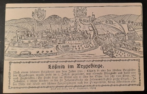   Ansichtskarte AK Lössnitz im Erzgebirge. Nach einem seltenen Holzschnitt aus dem Jahre 1700 