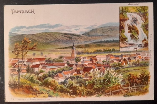   Ansichtskarte AK Gruss aus Tambach (Thüringen) (Farblitho. Spitter Fall, Ortsansicht) 