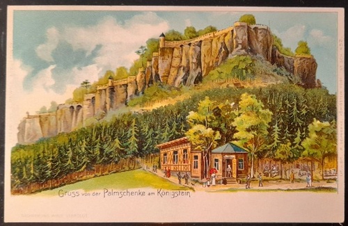   Ansichtskarte AK Gruss von der Palmschenke am Königstein (Farblitho) 