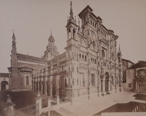   Orig. Fotografie Certosa di Pavia Facciata e Fianco della Chiesa 